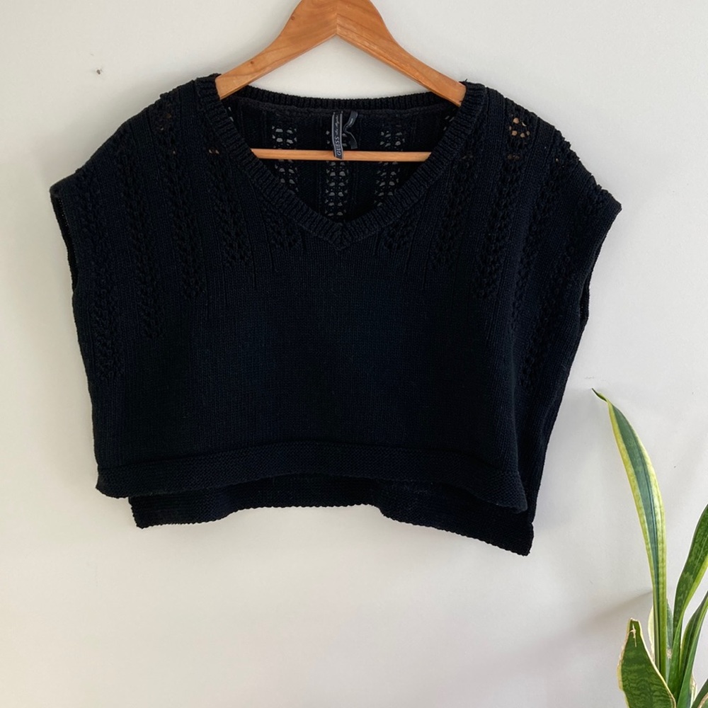 Guess Knit Crop V Neck, Size S